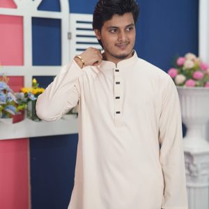 OFF White কালার প্রিমিয়াম মাইক্রোস্টিজ সলিড পাঞ্জাবি